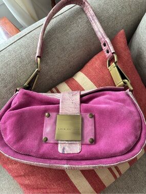 Pink Suede Shoulder Bag